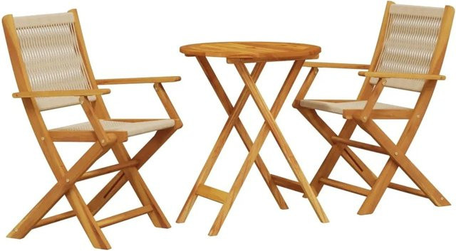 vidaXL 3-tlg Bistro-Set Modell 6 aus Polypropylen und Massivholz in Beige - Bild 1
