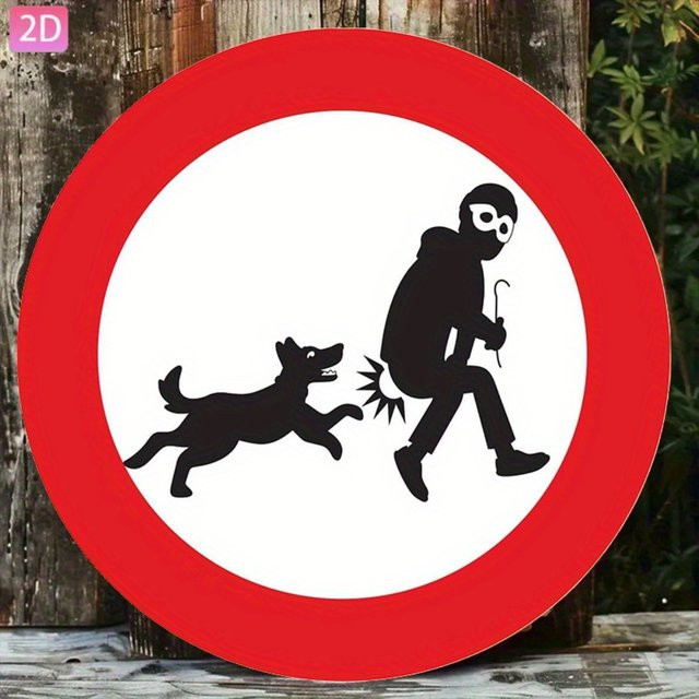 Retro Metallschild CIFBUY Beware of Dog Wanddekoration Schwarz B: 20,3 cm, H: 20,3 cm - Bild 1