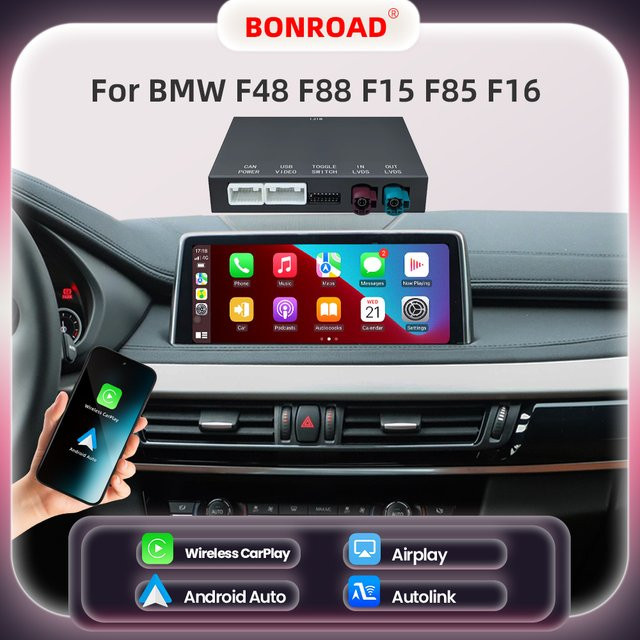 Bonroad Drahtloses CarPlay und Android Auto Modul für BMW NBT Evo Systeme mit Bluetooth und Mirror Link in Schwarz - Bild 1