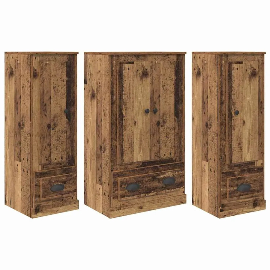 vidaXL Highboard 3-teilig aus Holzwerkstoff in Braun mit Schubladen und Türen, B/T/H: 103,5 x 35,5 x 60,0 cm - Bild 2