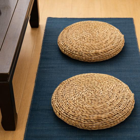 Handgefertigtes rundes Sitzkissen aus Naturstroh im japanischen Stil, hellbraun, Durchmesser: 40 cm - Bild 3