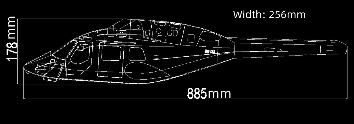 FLIGHT-MODEL.COM Airwolf Helicopter Rumpf Glasfaserkörper Copter-Abdeckung, Schwarz - Bild 5