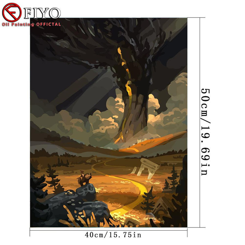 FIYO Malen nach Zahlen Set Herbstlandschaft auf Leinwand, mehrfarbig, B/H: 40 x 50 cm, rahmenlos - Bild 6