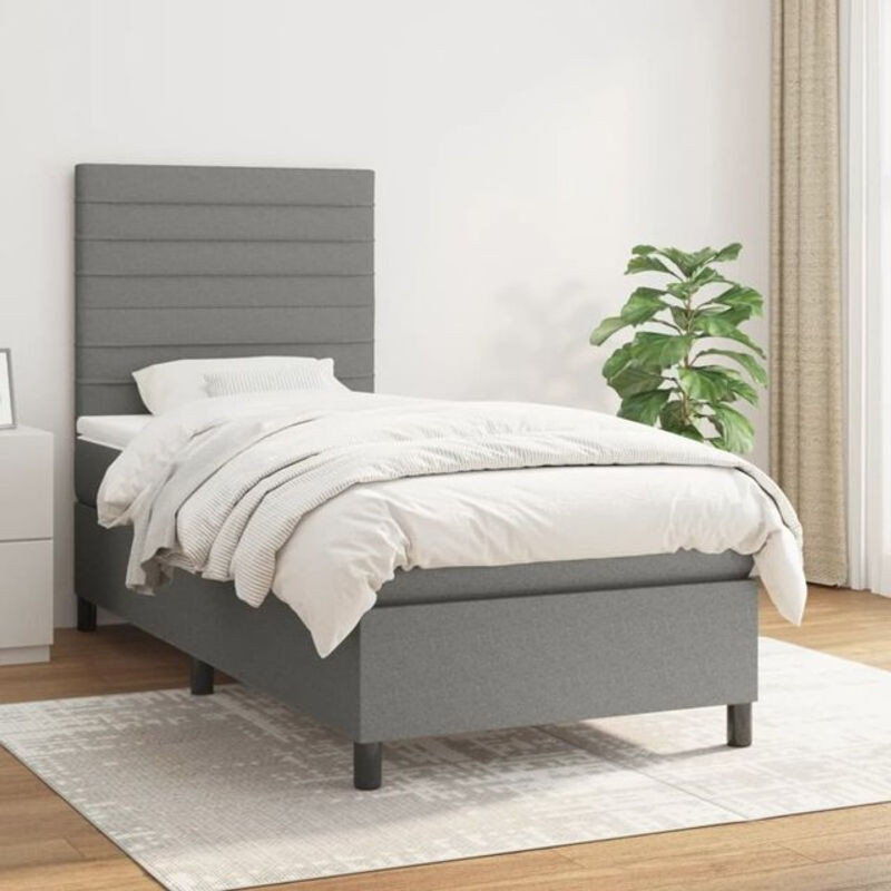 Vidaxl Boxspringbett mit Matratze in Grau aus Stoff B/T/H: 90 x 200 x 118 cm - Bild 1