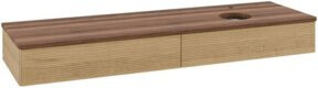 V&B Waschtischunterschrank Antao mit Frontstruktur in Weiß und Eiche Honig, Breite: 160 cm, Tiefe: 50 cm - Bild 1