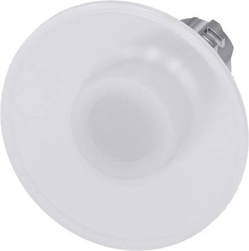Siemens Pilzdrucktaster 3SU1051-1CD60-0AA0 mit Frontring aus Metall in Silber und weißem Knopf - Bild 1