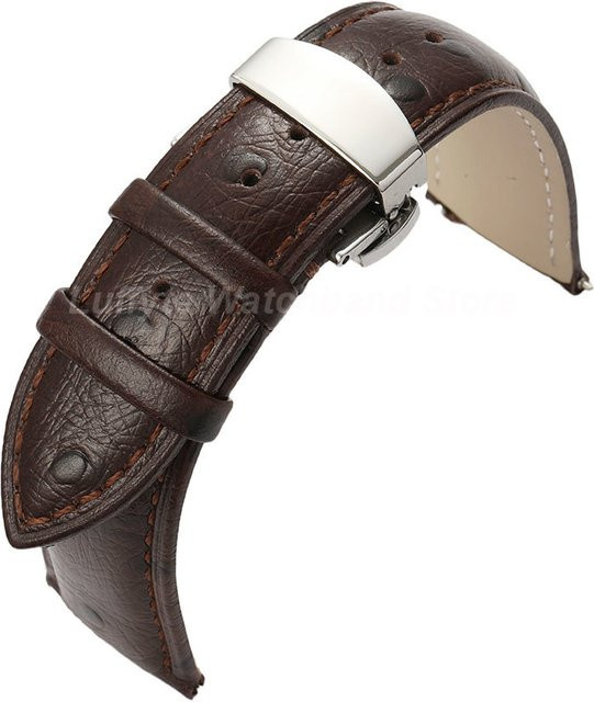 Luffyte Uhrenarmband Leder, Straußenmuster, Unisex, 18 mm, 20 mm, 22 mm - Bild 1