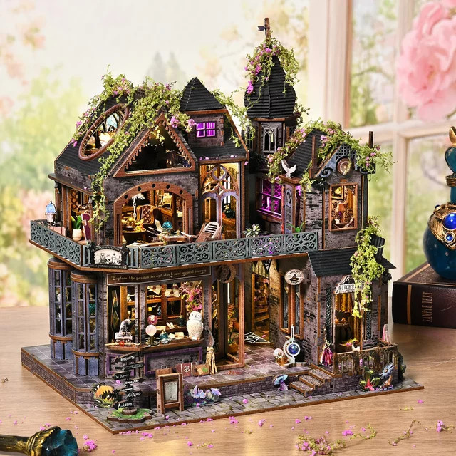 ASLOWSNAIL Magic Castle Buchecke Kit, 3D DIY Holzpuzzle, Holz, Fantasy - Bild 1