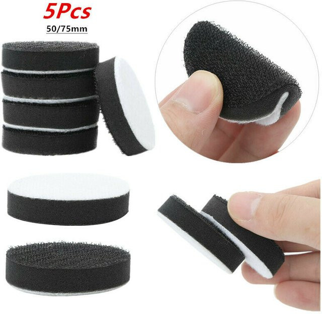 Vibratite Set mit 5 weichen Dichtungsunterlagen und Schwamm-Pufferpads für Klett-Schleifscheiben in Schwarz, Durchmesser: 50 mm und 75 mm - Bild 1