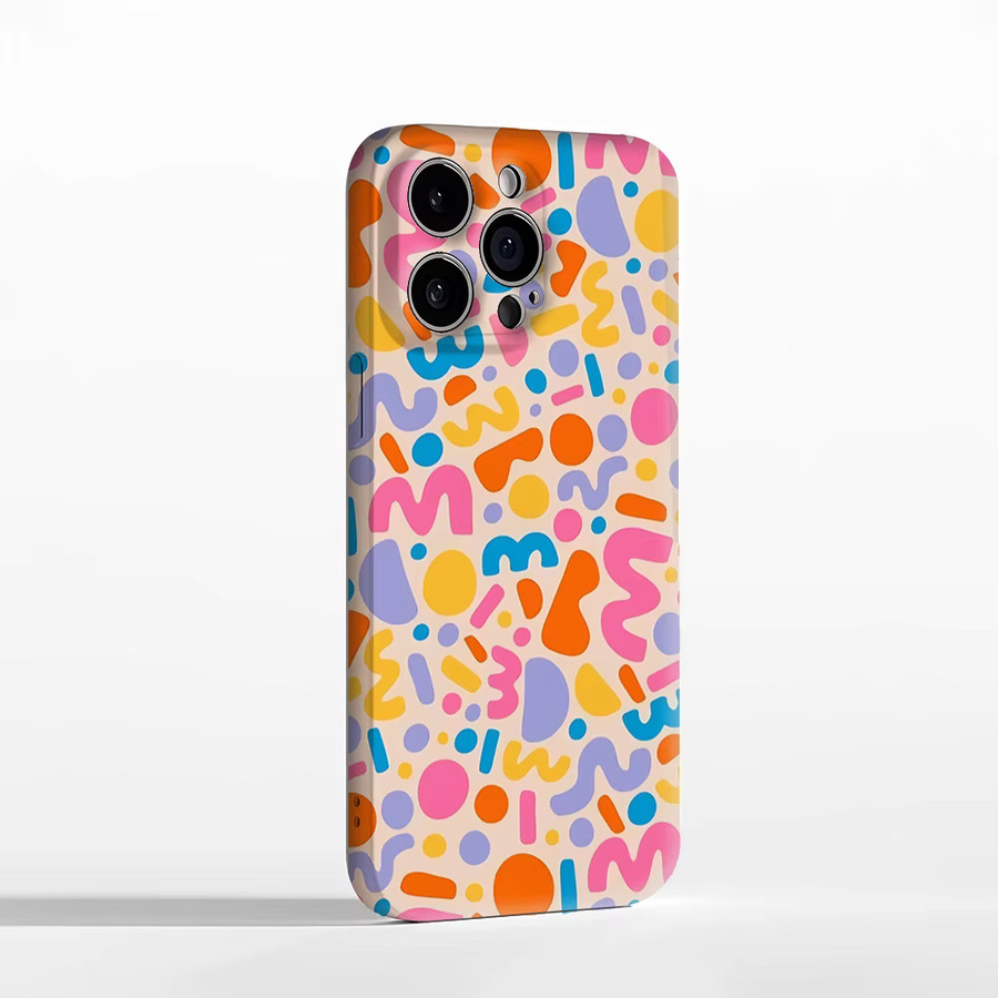 Handyhülle mit buntem geometrischem Design für Apple iPhone 11 bis iPhone 17 Pro Max Plus, doppelschichtige Rückseite, mehrfarbig - Bild 2