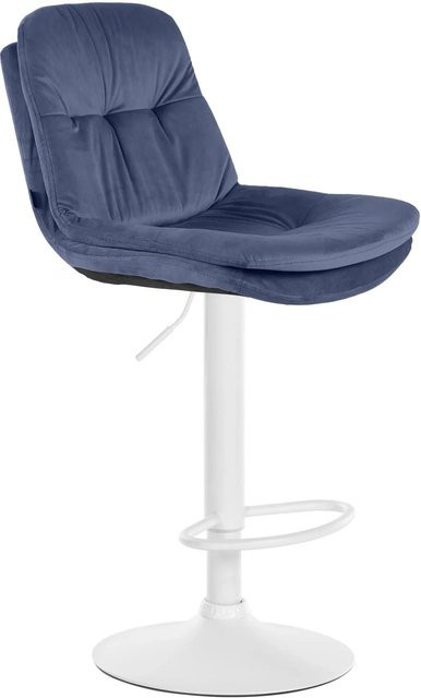 CLP Barhocker Laurel Samt Metall Matt Weiss/Blau B/T/H: 46 x 54 x 120 cm - Bild 1