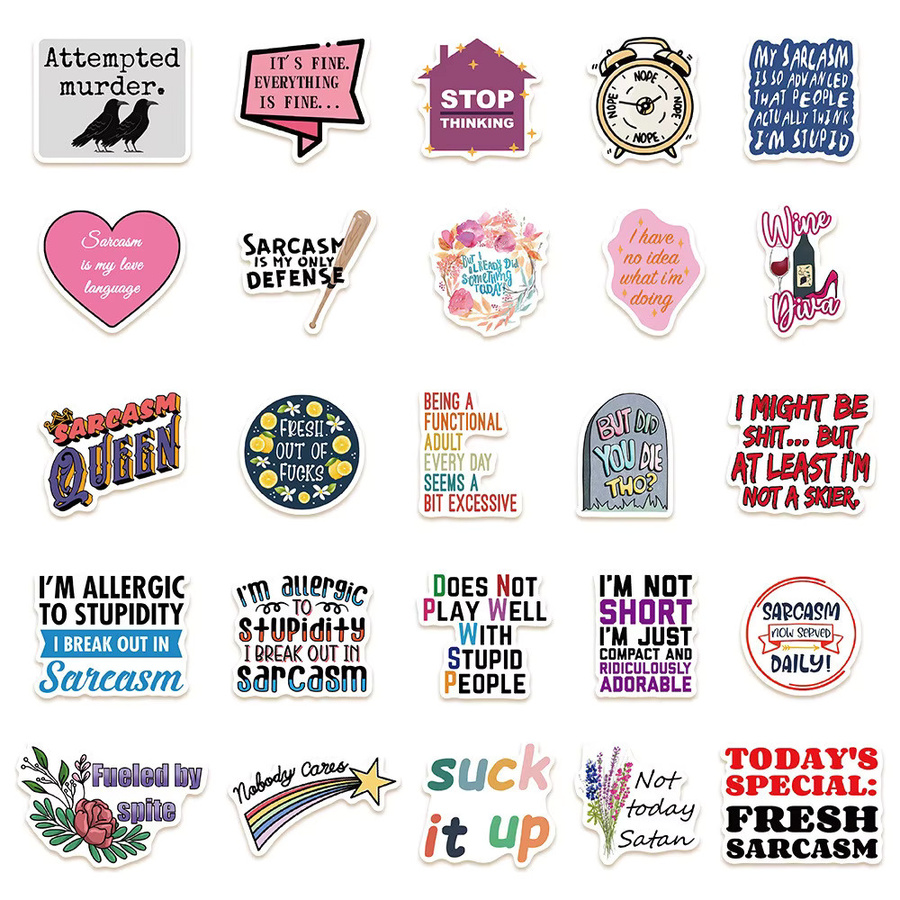 50 Stück sarkastische Zitat-Aufkleber in Multicolour von YourLife Store als DIY-Dekor für Notizbücher, Laptops und Gepäck - Bild 3