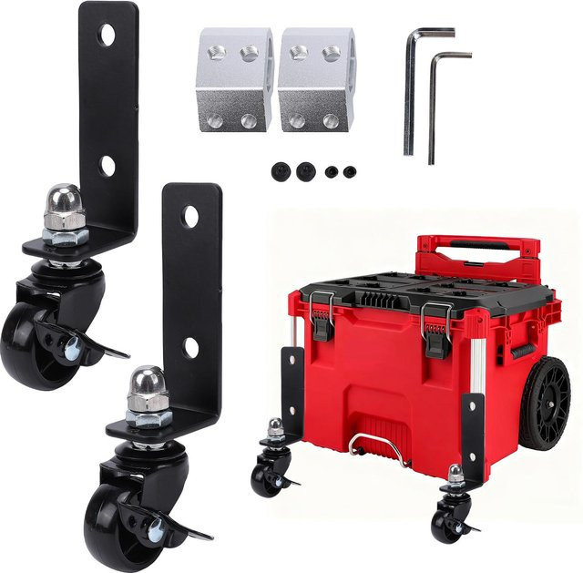 TOMTOP Ersatz-Doppelvorderräder für Packout Rollende Werkzeugkästen mit 360 Grad Schwenkfunktion und Feststellmechanismus, Schwarz, Tragfähigkeit 200 lbs - Bild 1
