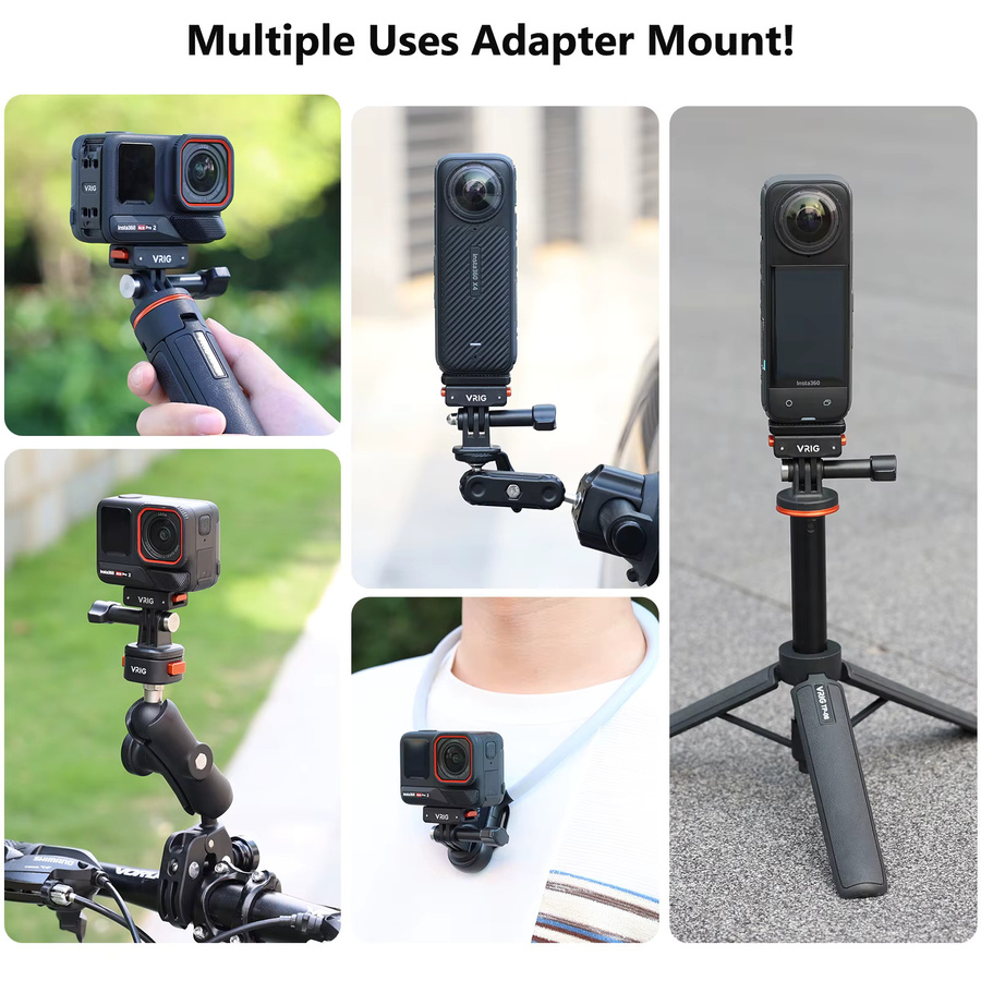 VRIG Magnetische Schnellwechselhalterung für Insta360 ACE, ACE PRO und ACE PRO 2, inklusive 2-poliger Halterung und 1/4-Zoll-Schraubenplatte, Farbe: Schwarz, kompatibel mit X5-2 - Bild 5
