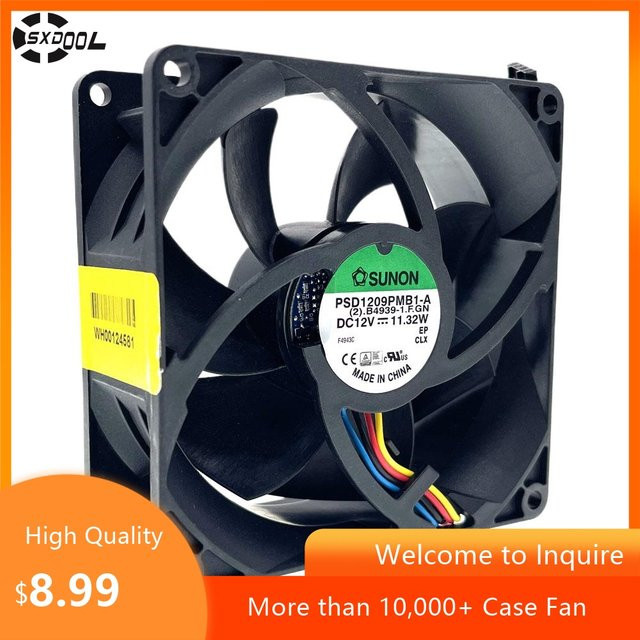 Sunon PSD1209PMB1-A Axialventilator Server-Lüfter DC 12 V, B/T/H: 92 x 92 x 38 mm, Schwarz - Bild 1