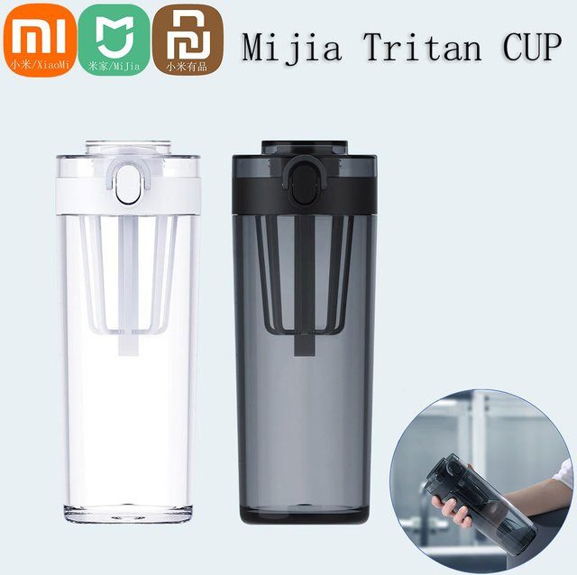 Xiaomi Mijia Tritan Wasserflasche aus Kunststoff, weiß und transparent, 500 ml, auslaufsicher mit Flip-Verschluss - Bild 1