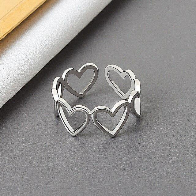 Ring 925 Silber, Herz Hollowout, Damen - Bild 1