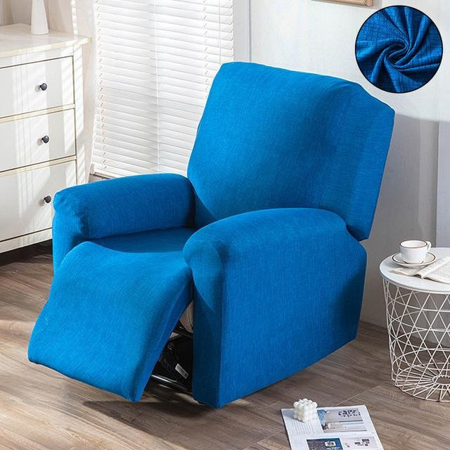 Housmife Stretch-Sesselbezug in Blau mit modernem Grafikdesign, elastischer und rutschfester Möbelbezug für Sessel - Bild 1