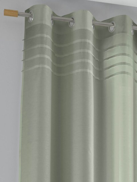 Dekostore Heine Home Vorhang in Grün, semi-transparent, mit Ösen, B/H: 140 x 145 cm, 65% Baumwolle und 35% Polyester - Bild 1