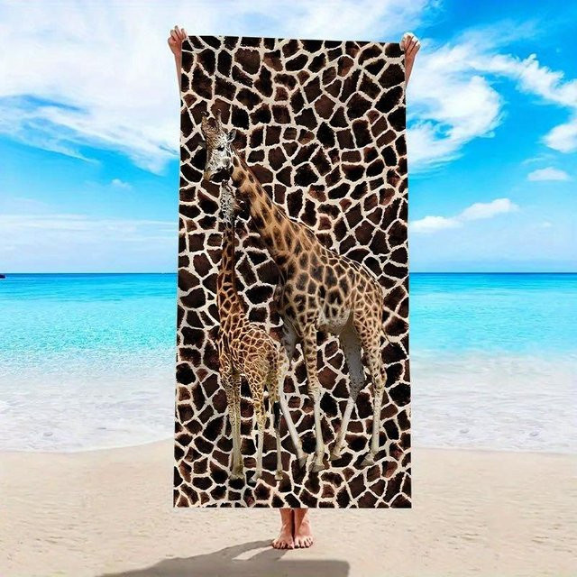 Schnelltrocknendes Strandtuch mit Giraffenmuster von JMG Household Supplies in Braun, Polyester, Breite: 50 cm, Länge: 100 cm - Bild 1