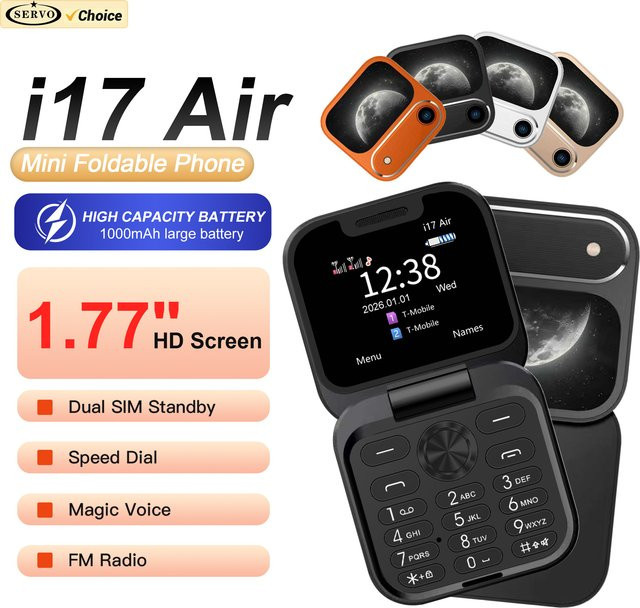 SERVO I17 Air Mini Klapp-Handy in Orange mit 1,77 Zoll Bildschirm, Dual-SIM, Bluetooth und FM-Radio - Bild 1