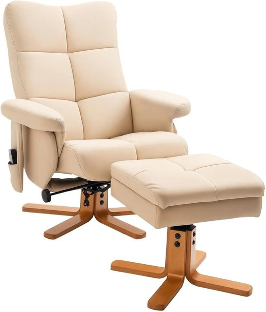 HOMCOM Massagesessel mit Fußhocker und Stauraum in Cremeweiß, B/T/H: 80 x 86 x 99 cm - Bild 1