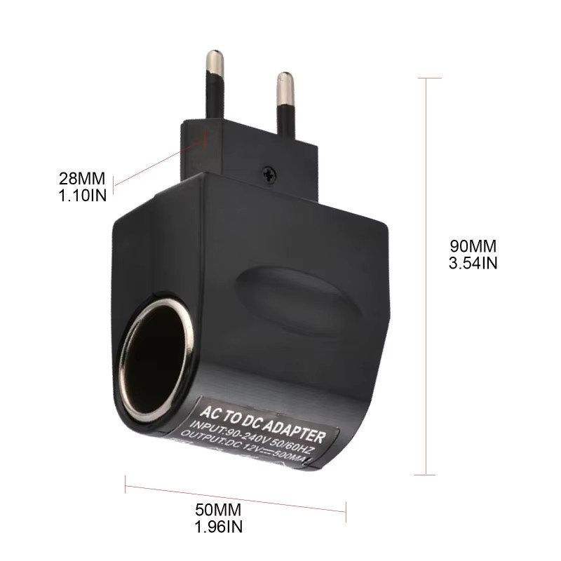 QXNY Universeller 220V AC zu 12V DC Auto-Stromadapter in Schwarz mit EU-Stecker und Zigarettenanzünder-Konverter - Bild 5