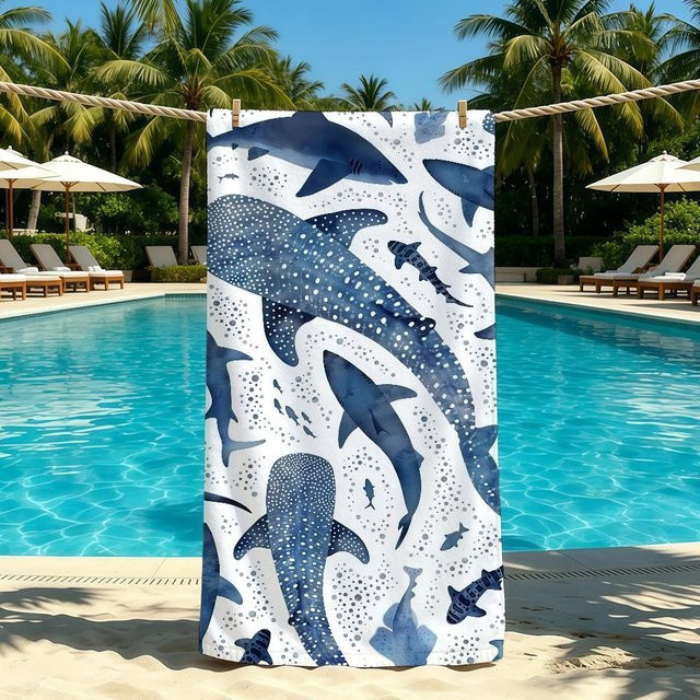 JMG Household Supplies Strandhandtuch Hai in Blau, schnell trocknend und super saugfähig, B/H: 40 x 70 cm - Bild 1