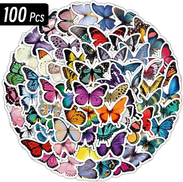 LOLEDE Schmetterling Aufkleber Set mit süßen Insekten-Cartoons in Multicolour für Kinder, Laptop, Fahrrad und Gepäck - Bild 1