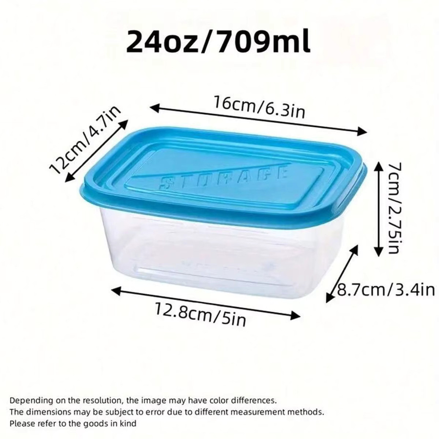 Stapelbare und wiederverwendbare rechteckige Frischhaltedosen aus Kunststoff mit Snap-Lid, transparent, mikrowellen- und gefrierschrankgeeignet, Breite: 16,0 cm, Tiefe: 10,0 cm, Höhe: 7,0 cm - Bild 2
