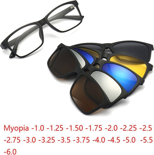 NINJONA 6-in-1-Sonnenbrille, Unisex, Vollrand, TR90, schwarz, polarisiert - Bild 1