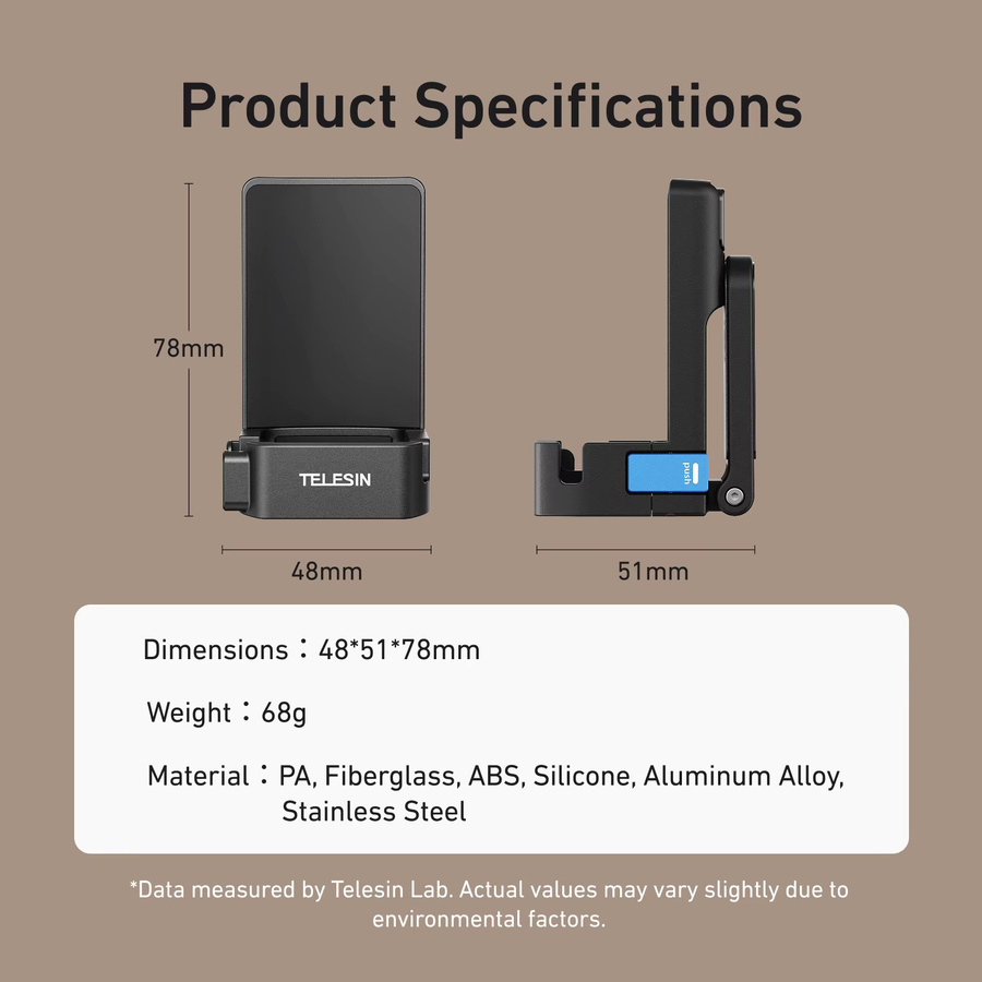 TELESIN Magnetische Schnellverschluss-Saughalterung aus Aluminiumlegierung für DJI Pocket 4 und Pocket 3 in Schwarz - Bild 6