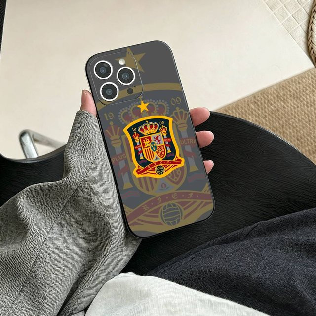 Handyhülle mit spanischem Flaggen-Design für Apple iPhone 11 bis iPhone 17 Pro Max, weiche Schutzhülle in Schwarz - Bild 1