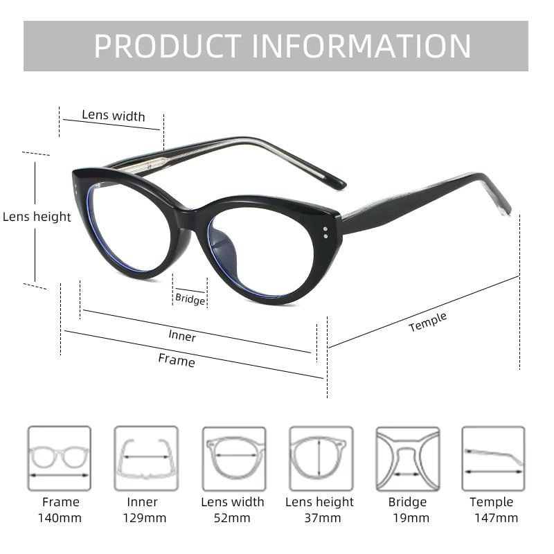 Rooftrellen Korrektionsbrille Cat Eye, Vollrand, Kunststoff, Unisex, Blaulichtfilter - Bild 2