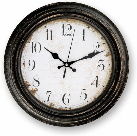 K&L Wall Art Wanduhr im Shabby Chic Design, rund, Schwarz/Weiß, H x B: 4,8 x 30,2 cm - Bild 1