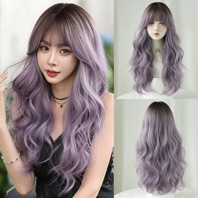 7JHH WIGS Perücke, Lange Wasserwellen, Lila, Damen, synthetisch - Bild 1