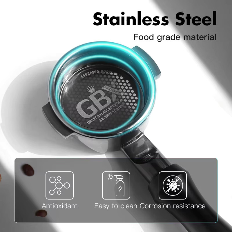 ALIKISSCAFE Kaffee-Siebträger ohne Boden aus Edelstahl in Silber, Präzisionsfilterkorb mit feinem Netz für 58 mm E61 Lelit Flair ECM Espressomaschinen-Zubehör - Bild 4