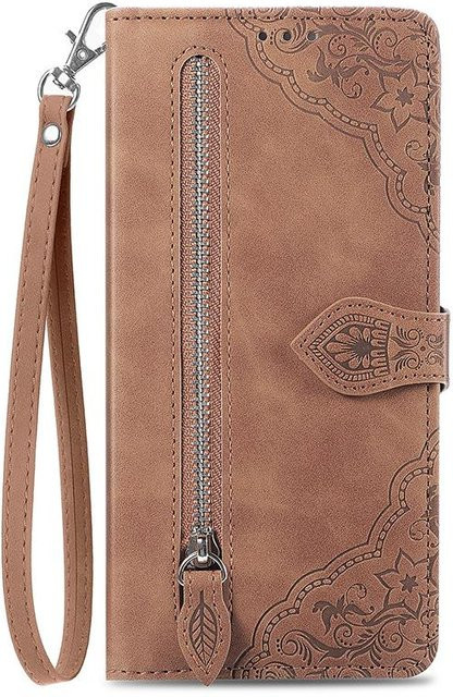 Xiaomi Leder Flip Brieftasche mit Reißverschluss für Redmi Note 10 4G 10S in Braun - Bild 1