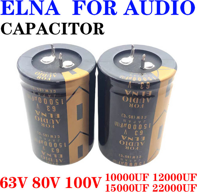ELNA Audio Kondensator in Schwarz mit 10000uf, 15000uf oder 22000uf und 63V, 80V oder 100V (2pin/4pin) - Bild 1