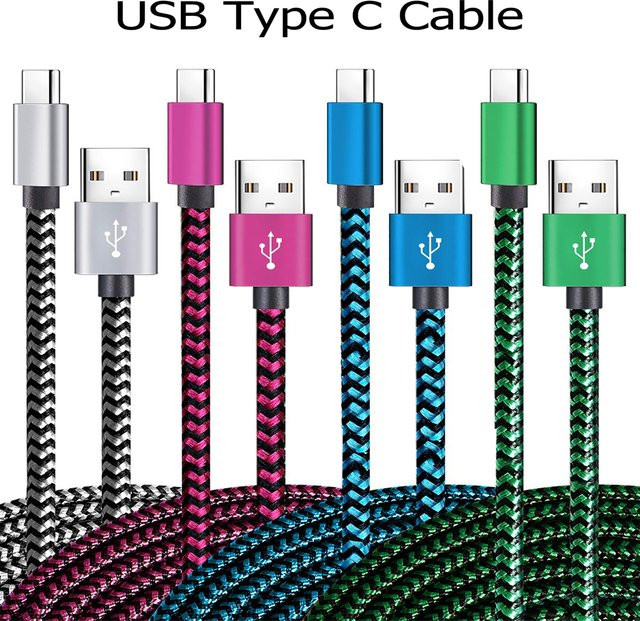 Koovesy USB Typ C Ladekabel und Datenkabel aus grünem Nylon-Geflecht für Samsung, Huawei und Android-Smartphones - Bild 1