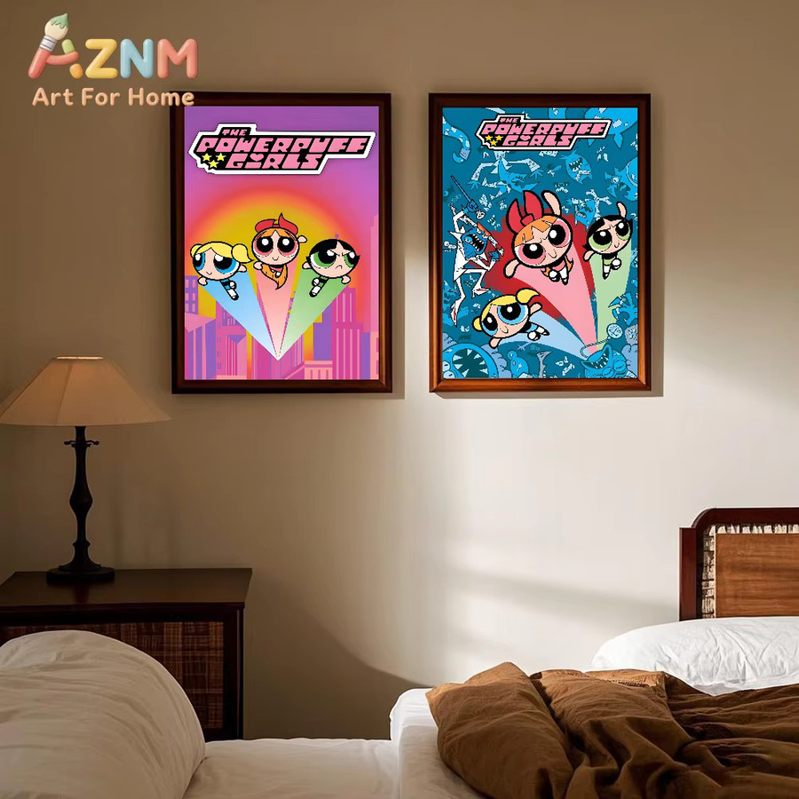 Kayou Powerpuff Girls Poster, selbstklebendes HD-Kunstposter aus Papier, wasserfeste Wanddekoration in Mehrfarben - Bild 3