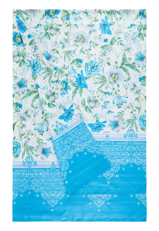 Bassetti Granfoulard Casablanca C1 Celeste – Florales Baumwolltuch in Blau - Bild 1