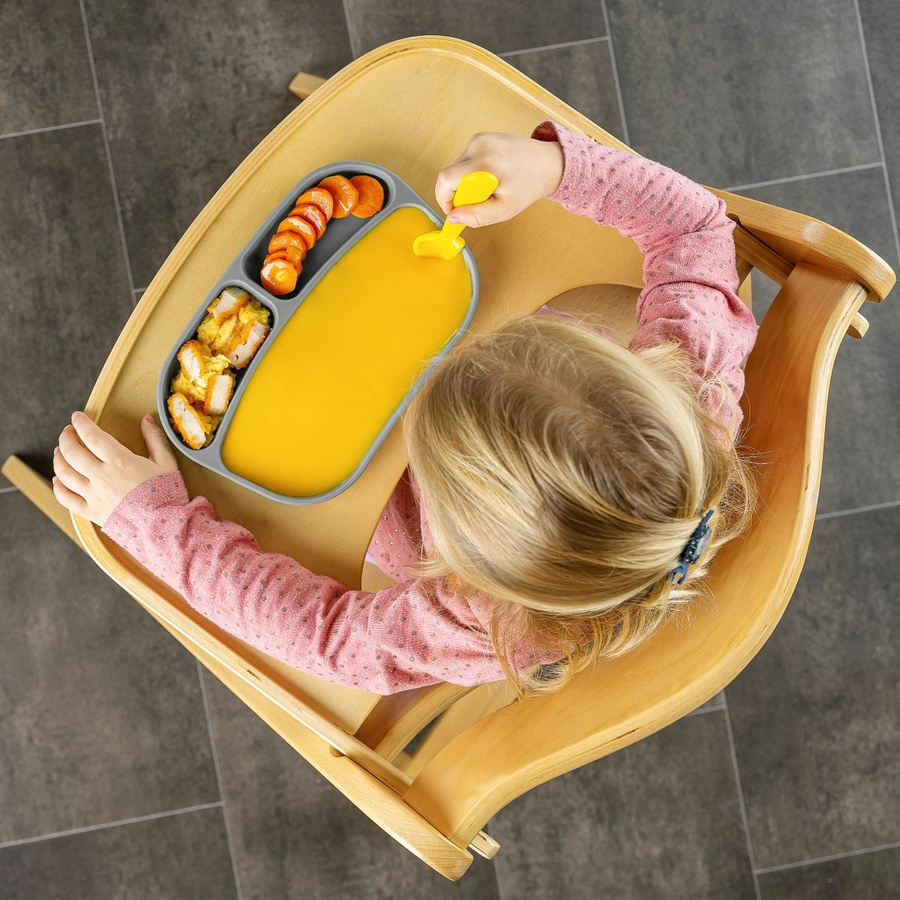 MiaMia Esslern-Teller aus Silikon in Grau, BPA-frei, unterteilt - Bild 4