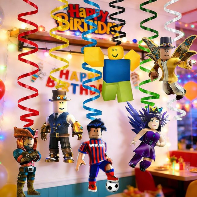 Robloxed Party-Deckendekoration 6 Stück Hängende Spiralen in Multicolor für Geburtstagsfeiern - Bild 1