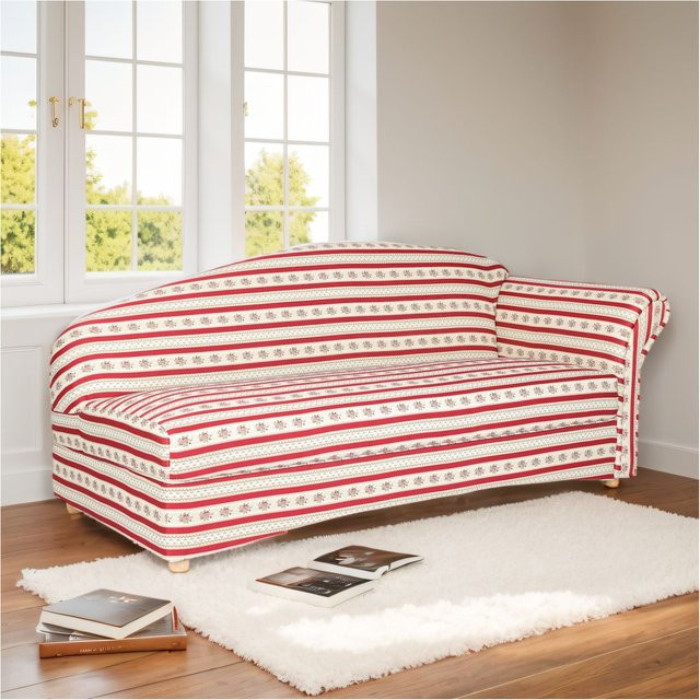 3-Sitzer Sofa Loretta von Prestige Home mit rechter Armlehne, Rot gestreift und Blumenmuster, B/T/H: 193 x 83 x 85 cm - Bild 1