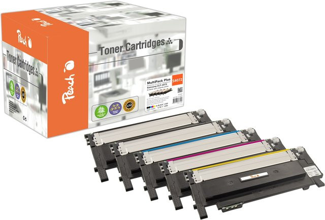 Peach S4072 Toner-Set für Samsung CLP-320, CLP-320N und CLP-325, 5er Pack (2x Schwarz, Cyan, Magenta, Gelb), wiederaufbereitet - Bild 1