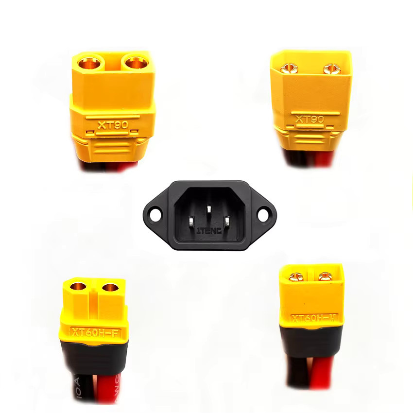 JCD Ladekabel Adapter Set mit XT60 und XT90 auf C14 3-polige Steckdose in Gelb - Bild 2