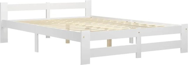 vidaXL Massivholzbett aus Kiefer in Weiß, klassisches Design, B/T/H: 160 x 200 x 55 cm - Bild 1