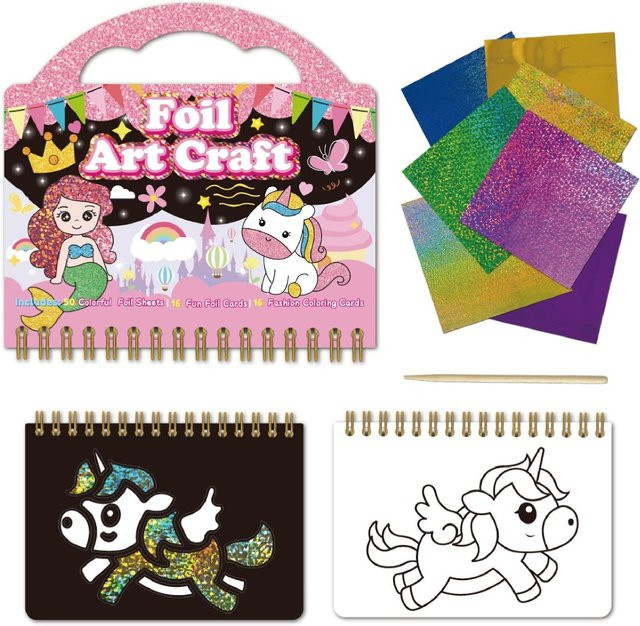 SONGYI Kratzkunstbuch Einhorn und Prinzessin, Bastelset, Mehrfarbig - Bild 1