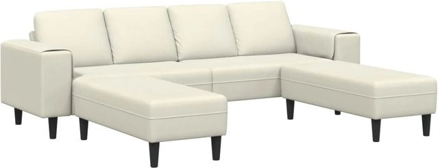 vidaXL Wohnzimmer Couch Set 3-teilig in Creme mit passendem Ottoman und Dekokissen, modern gepolstert - Bild 1